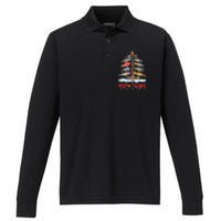 Fish Fishing Christmas Tree Lights Merry Fishmas Fishermen Performance Long Sleeve Polo