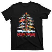 Fish Fishing Christmas Tree Lights Merry Fishmas Fishermen T-Shirt