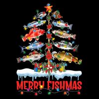 Fish Fishing Christmas Tree Lights Merry Fishmas Fishermen Button
