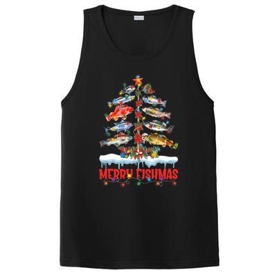 Fish Fishing Christmas Tree Lights Merry Fishmas Fishermen PosiCharge Competitor Tank