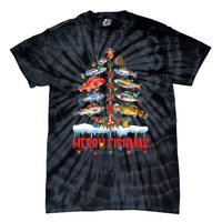 Fish Fishing Christmas Tree Lights Merry Fishmas Fishermen Tie-Dye T-Shirt