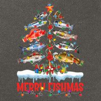 Fish Fishing Christmas Tree Lights Merry Fishmas Fishermen Cotton Canvas Backpack