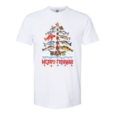 Fish Fishing Christmas Tree Lights Merry Fishmas Fishermen Softstyle CVC T-Shirt