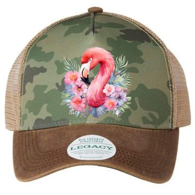 Floral Flamingo Cute Tropical Legacy Tie Dye Trucker Hat