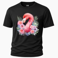 Floral Flamingo Cute Tropical Cooling Performance Crew T-Shirt