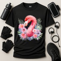 Floral Flamingo Cute Tropical Cooling Performance Crew T-Shirt