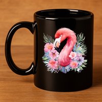 Floral Flamingo Cute Tropical 11oz C Handle Ceramic Mug