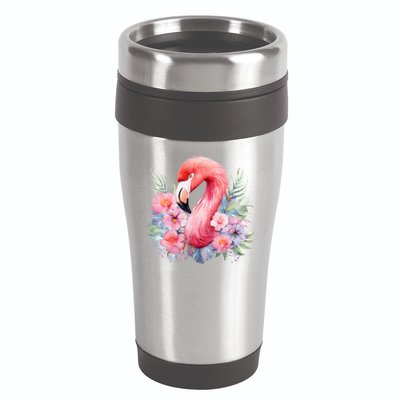Floral Flamingo Cute Tropical 16oz Travel Tumbler