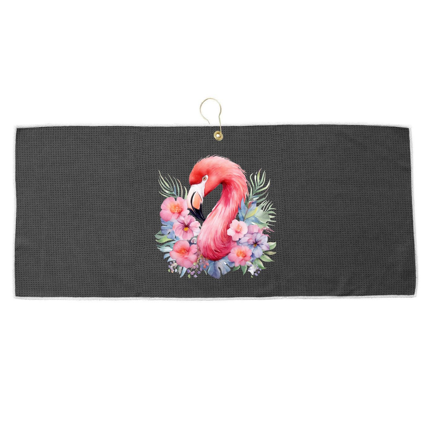 Floral Flamingo Cute Tropical Large Microfiber Waffle Golf Towel