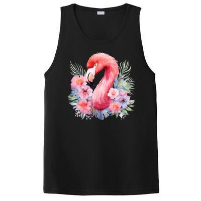 Floral Flamingo Cute Tropical PosiCharge Competitor Tank