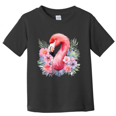 Floral Flamingo Cute Tropical Toddler T-Shirt