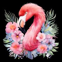 Floral Flamingo Cute Tropical Ladies Long Sleeve Shirt