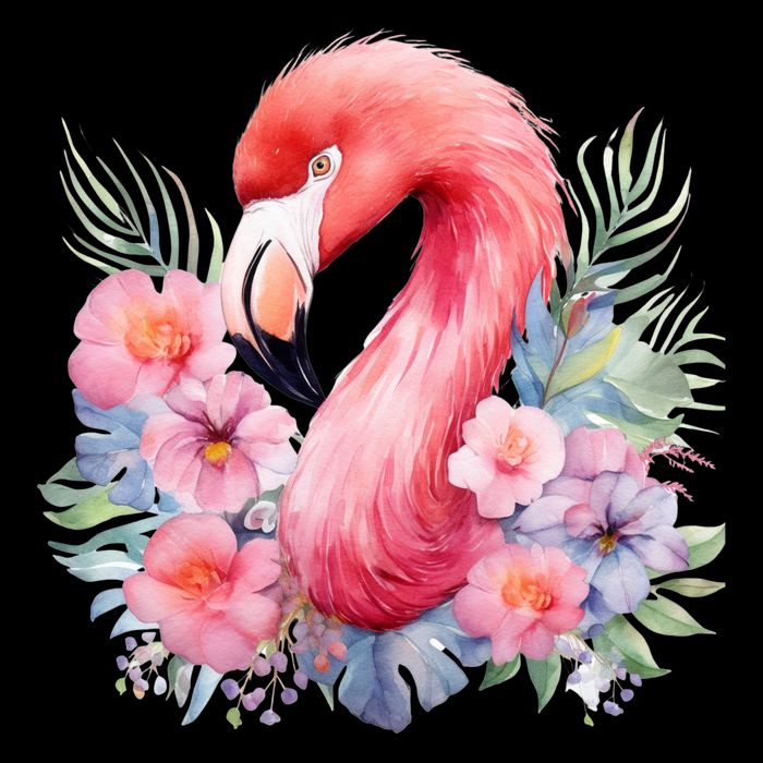 Floral Flamingo Cute Tropical Ladies Long Sleeve Shirt
