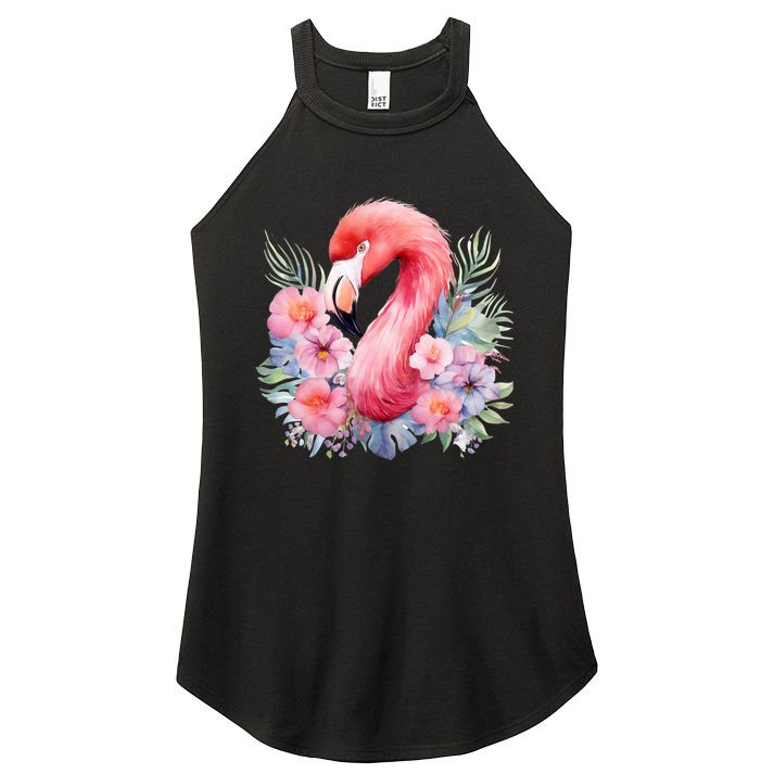 Floral Flamingo Cute Tropical Women's Perfect Tri Rocker Tank