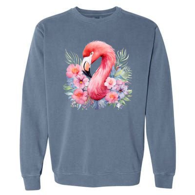 Floral Flamingo Cute Tropical Garment-Dyed Sweatshirt