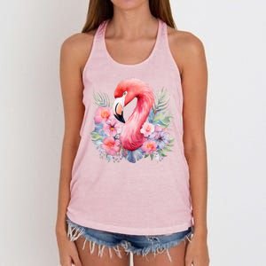 Floral Flamingo Cute Tropical Women's Knotted Racerback Tank