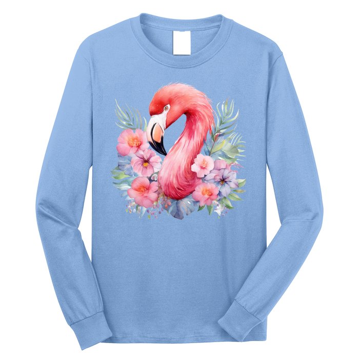 Floral Flamingo Cute Tropical Long Sleeve Shirt