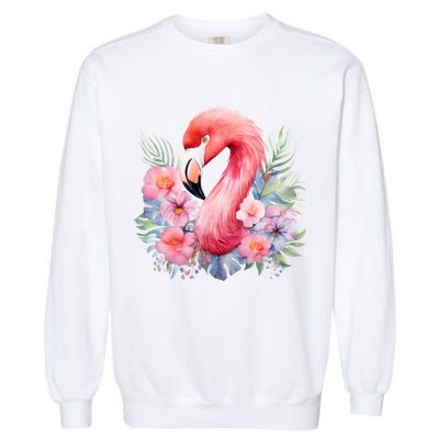 Floral Flamingo Cute Tropical Garment-Dyed Sweatshirt