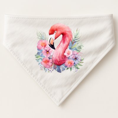 Floral Flamingo Cute Tropical USA-Made Doggie Bandana