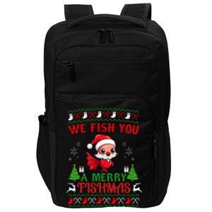 Fishing Funny Christmas Lights I Wish A Merry Fishmas Impact Tech Backpack