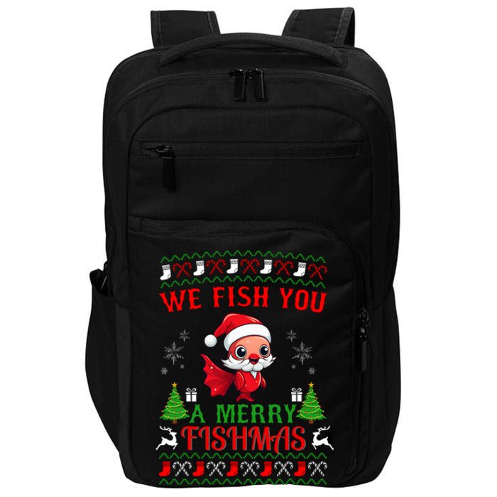 Fishing Funny Christmas Lights I Wish A Merry Fishmas Impact Tech Backpack