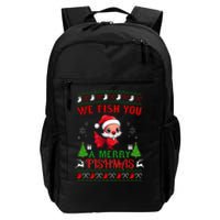 Fishing Funny Christmas Lights I Wish A Merry Fishmas Daily Commute Backpack