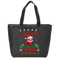 Fishing Funny Christmas Lights I Wish A Merry Fishmas Zip Tote Bag