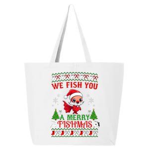 Fishing Funny Christmas Lights I Wish A Merry Fishmas 25L Jumbo Tote