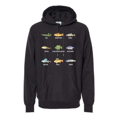 Funny Fishing Cute Types Of Freshwater Fish Species Gifts Premium Hoodie