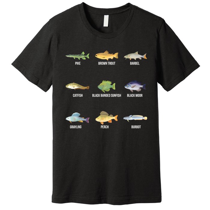 Funny Fishing Cute Types Of Freshwater Fish Species Gifts Premium T-Shirt