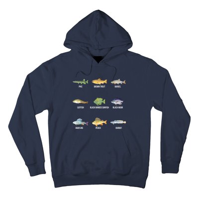 Funny Fishing Cute Types Of Freshwater Fish Species Gifts Hoodie