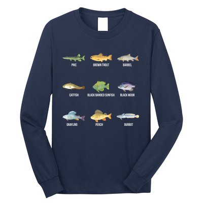 Funny Fishing Cute Types Of Freshwater Fish Species Gifts Long Sleeve Shirt