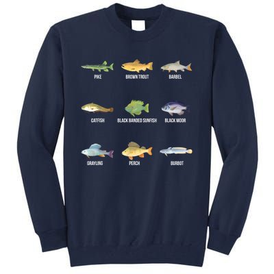 Funny Fishing Cute Types Of Freshwater Fish Species Gifts Tall Sweatshirt