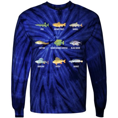 Funny Fishing Cute Types Of Freshwater Fish Species Gifts Tie-Dye Long Sleeve Shirt