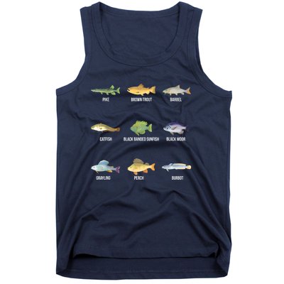 Funny Fishing Cute Types Of Freshwater Fish Species Gifts Tank Top