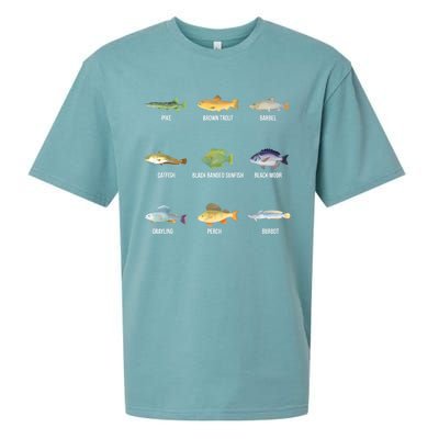 Funny Fishing Cute Types Of Freshwater Fish Species Gifts Sueded Cloud Jersey T-Shirt