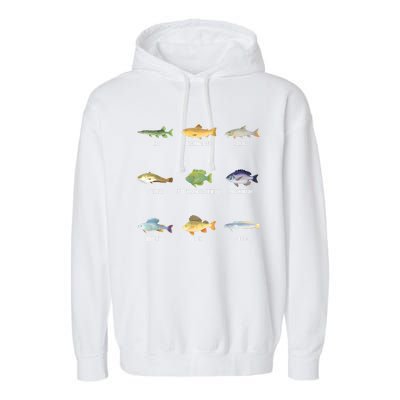 Funny Fishing Cute Types Of Freshwater Fish Species Gifts Garment-Dyed Fleece Hoodie