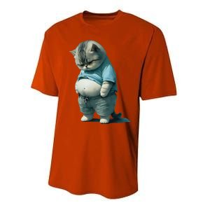 Funny Fat Cat Art Design Fat Kitten Cat Lover Performance Sprint T-Shirt