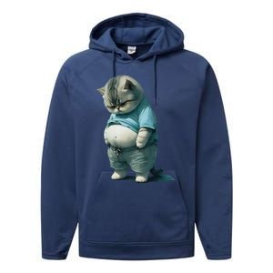 Funny Fat Cat Art Design Fat Kitten Cat Lover Performance Fleece Hoodie