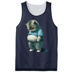 Funny Fat Cat Art Design Fat Kitten Cat Lover Mesh Reversible Basketball Jersey Tank