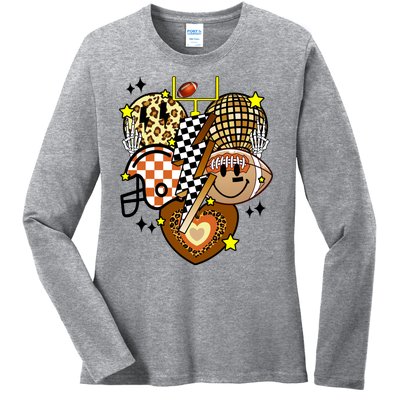 Football Fan Cool Smile Groovy Retro Ladies Long Sleeve Shirt