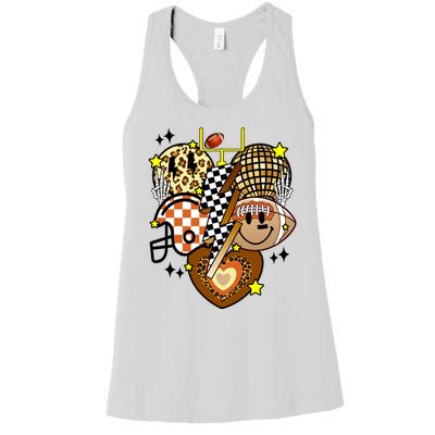 Football Fan Cool Smile Groovy Retro Women's Racerback Tank