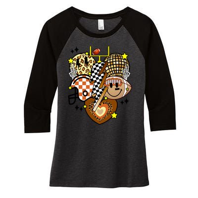 Football Fan Cool Smile Groovy Retro Women's Tri-Blend 3/4-Sleeve Raglan Shirt