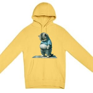 Funny Fat Cat Art Design Print Premium Pullover Hoodie