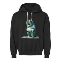 Funny Fat Cat Art Design Print Garment-Dyed Fleece Hoodie