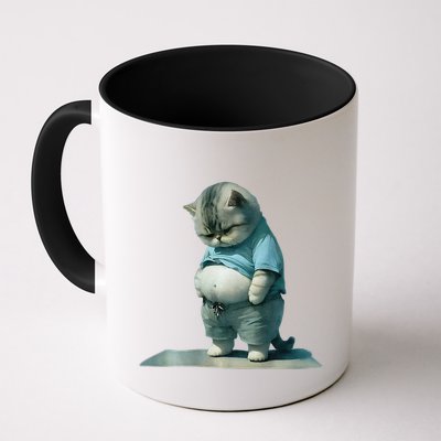 Funny Fat Cat Art Design Print Mug