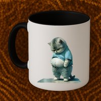 Funny Fat Cat Art Design Print Mug