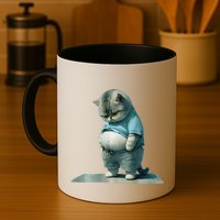 Funny Fat Cat Art Design Print Mug