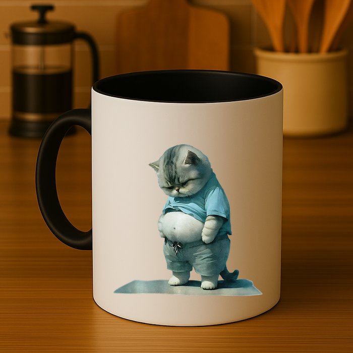Funny Fat Cat Art Design Print Mug
