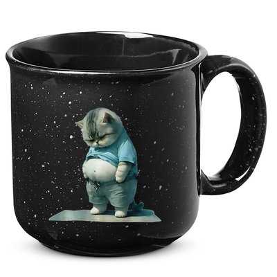 Funny Fat Cat Art Design Print 15oz Campfire Ceramic Mug